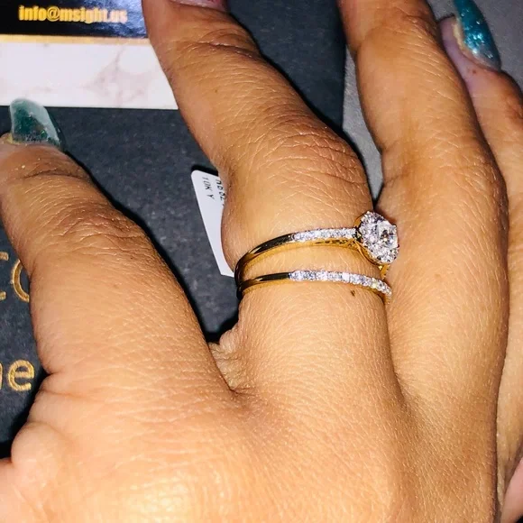 10k solid gold real solitaire diamond engagement bridal ring set free appraisal! - Picture 9 of 13